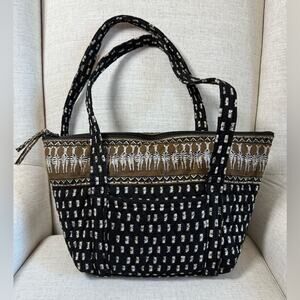 Vintage 2001 Vera Bradley Zebras Quilted Tote Bag Black Brown White Safari